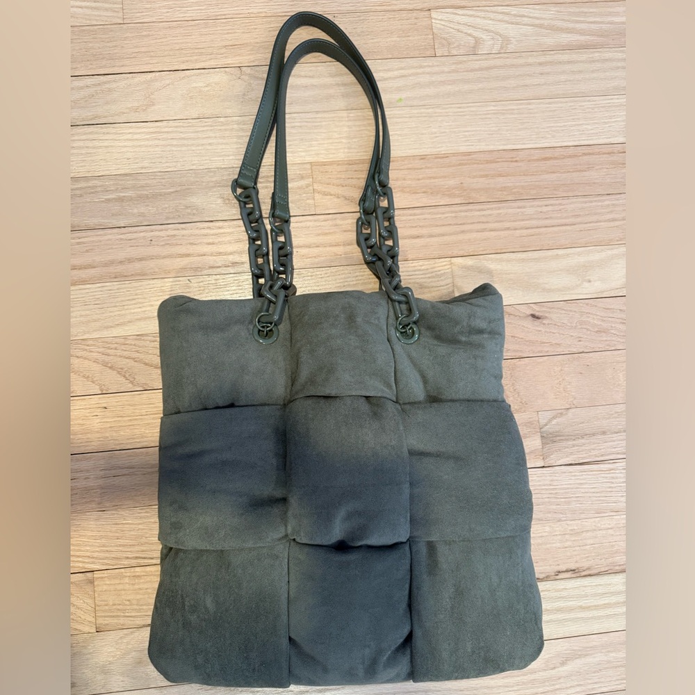 INC international Soft velour Green Shoulder Handbag snap closure - Picture 1 of 16